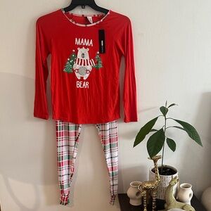 Fashion Nova Red Mama Bear Pajama Set